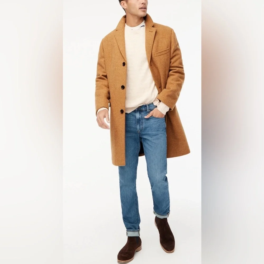 J. Crew Thompson Tan Button Down Wool Topcoat.  Sz XL